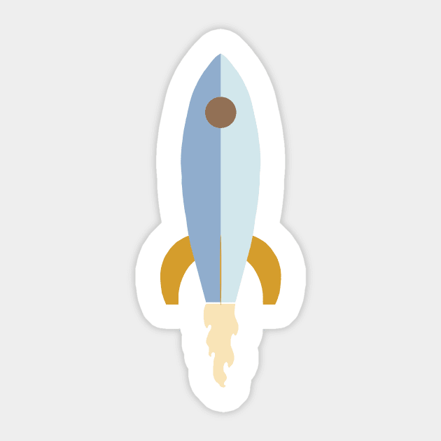Rocket - Blue Sticker by littlemoondance